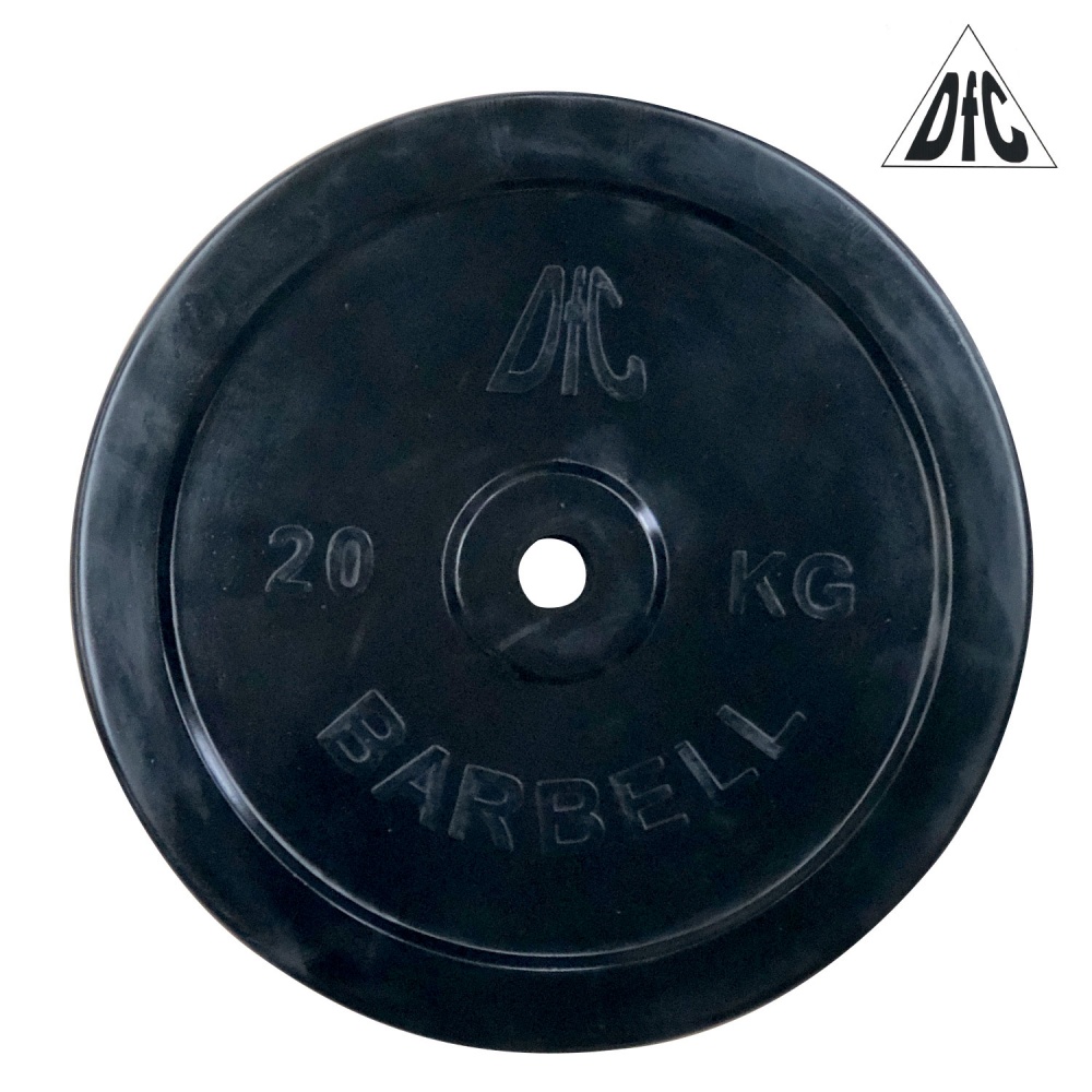 DFC 20 кг обрезиненный из каталога дисков для штанги с посадочным диаметром 26 мм.  в Москве по цене 5590 ₽