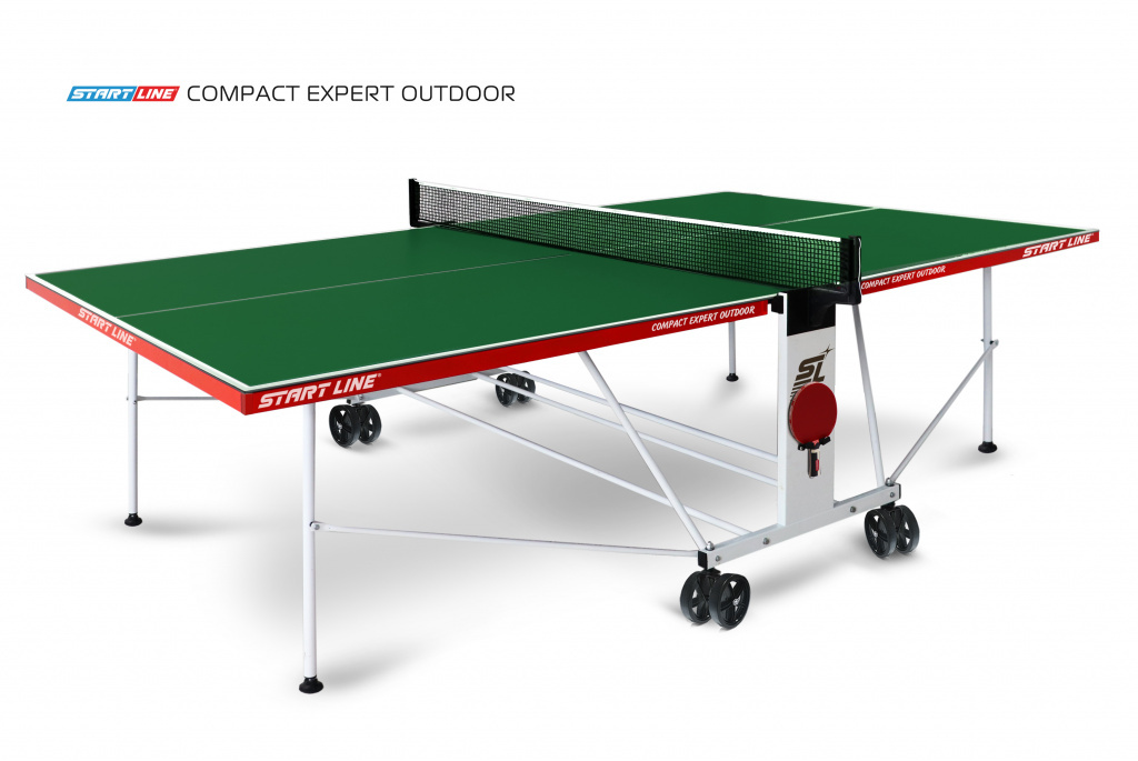 Start Line Compact Expert Outdoor green из каталога влагостойких теннисных столов в Москве по цене 47990 ₽