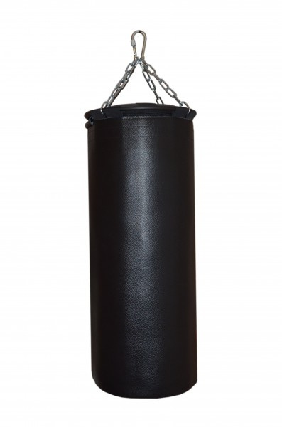 Подвесной боксерский мешок и груша Рокки 140х45 см. 66 кг. кожа черный
