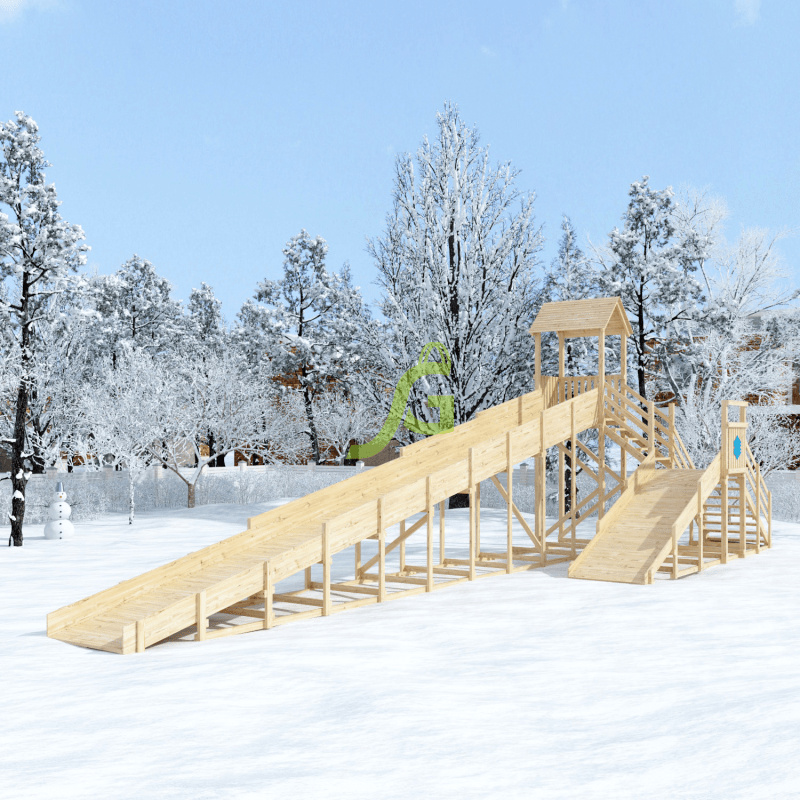 IgraGrad ’’Snow Fox 12 м’’ с двумя скатами, без окраски из каталога зимних деревянных горок в Москве по цене 304200 ₽