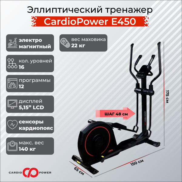 CardioPower E450 из каталога складных эллиптических тренажеров в Москве по цене 59900 ₽