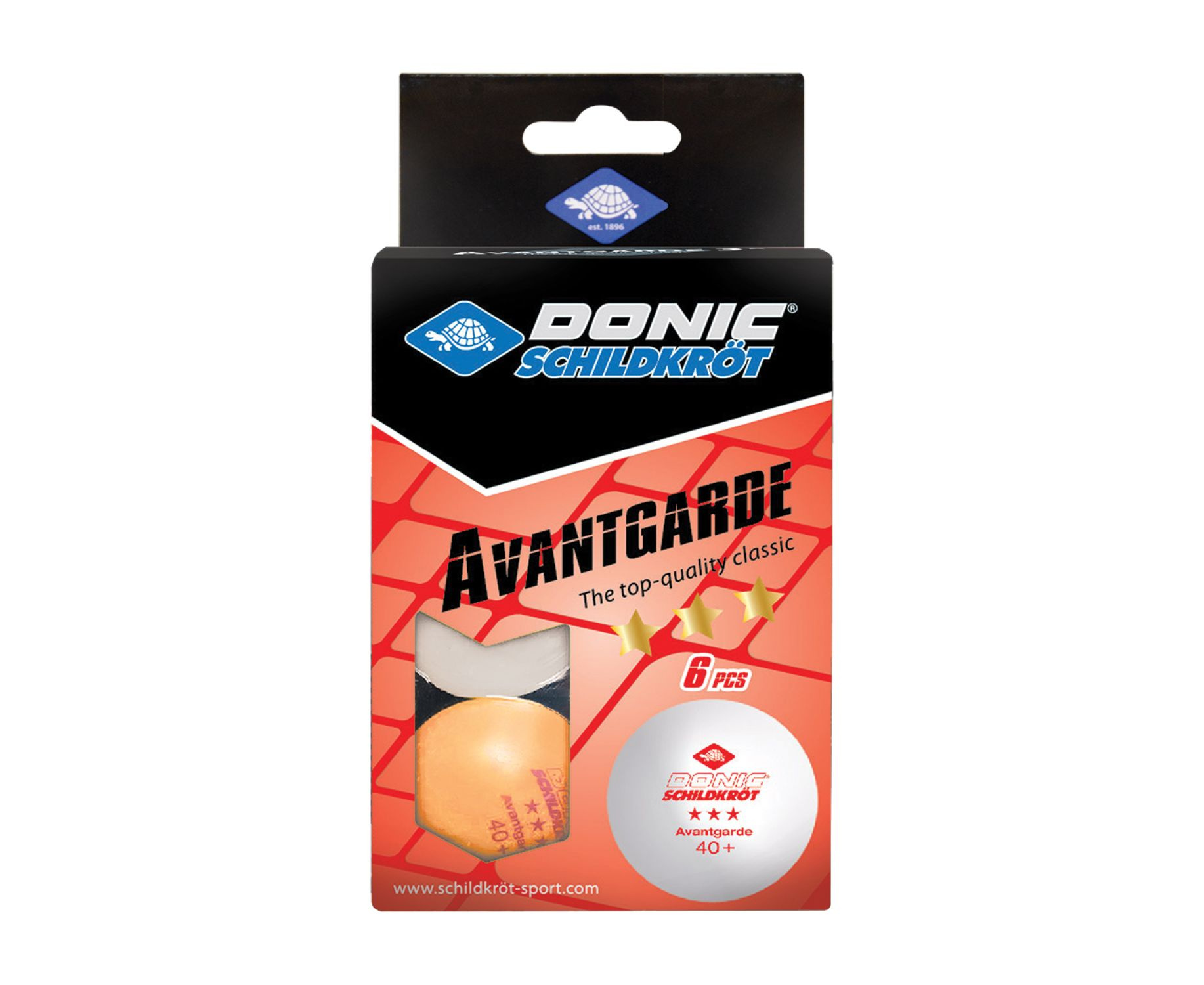 Donic AVANTGARDE 3* 40+, 6 штук, белый + оранжевый из каталога мячей для настольного тенниса в Москве по цене 490 ₽