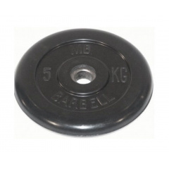 Диск для штанги обрезиненный MB Barbell (металлическая втулка) 5 кг / диаметр 51 мм в Москве по цене 2898 ₽
