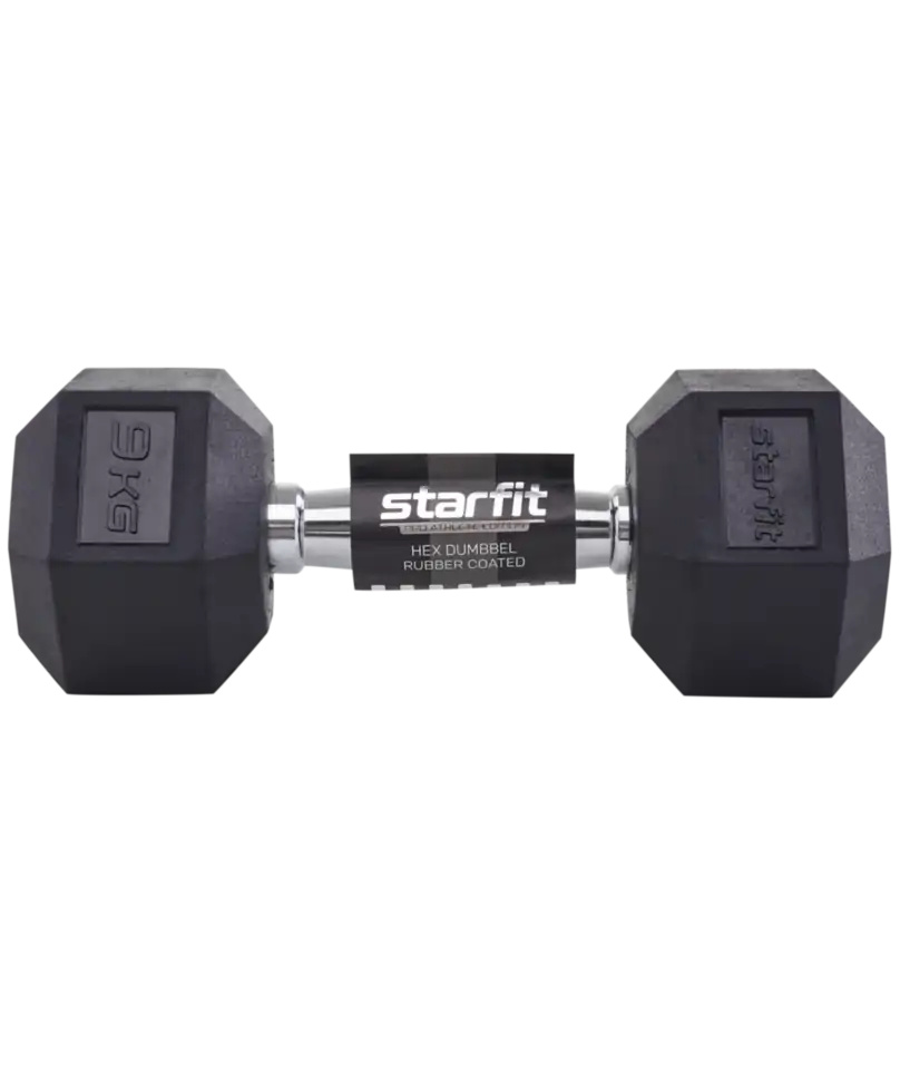 Обрезиненная гантель StarFit гексагональная 9 кг DB-301