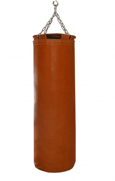 Подвесной боксерский мешок и груша Рокки 130х40 см. 55 кг. кожа рыжий