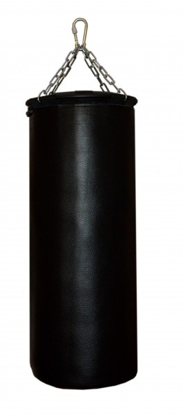 Подвесной боксерский мешок и груша Рокки 130х40 см. 55 кг. кожа черный